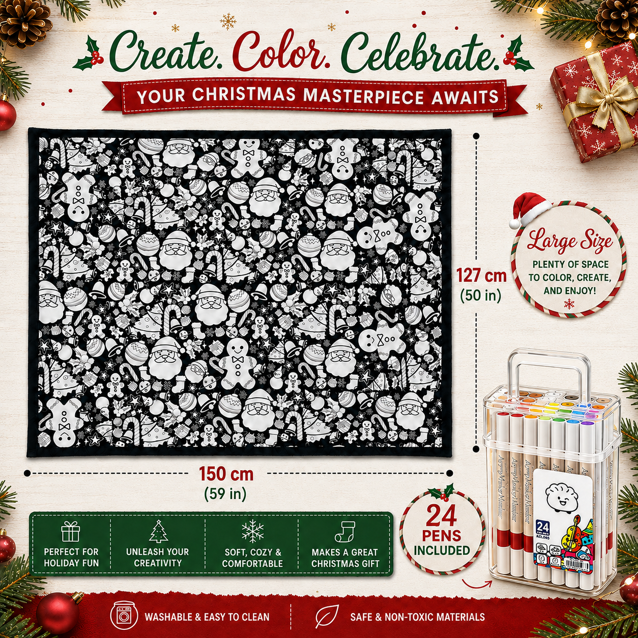 Christmas Coloring Blanket